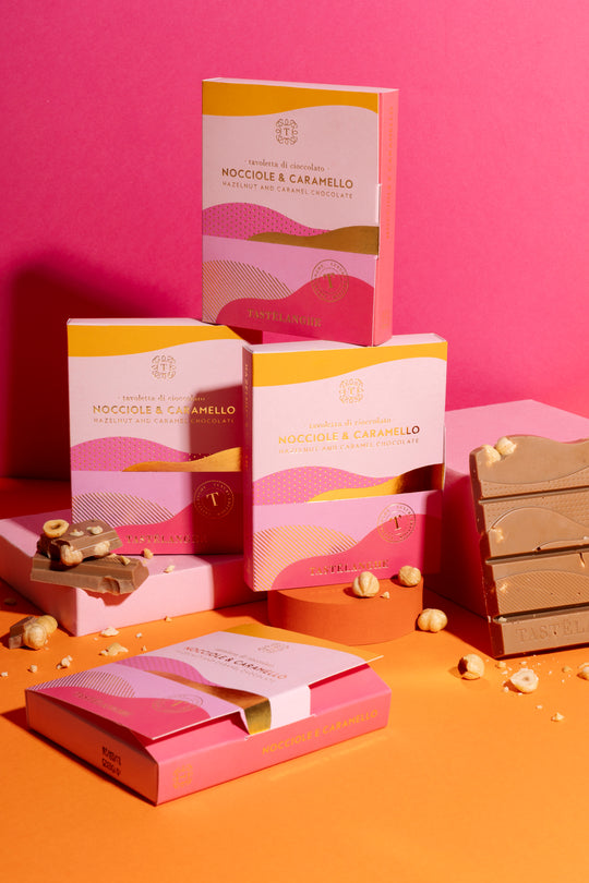 4 tavolette di Cioccolato con Nocciola Piemonte IGP "Tostata" Intera Gusti assortiti - Tastëlanghe Azienda Agricola