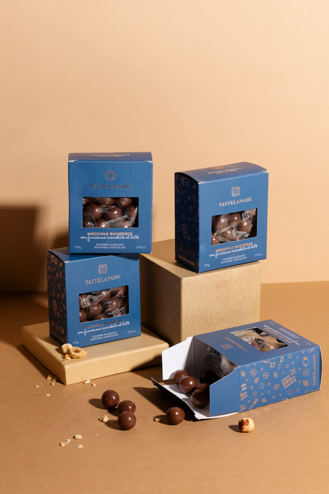 4 confezioni di Nocciola Piemonte IGP "Tostata" ricoperta di cioccolato - Gusti assortiti - Tastëlanghe Azienda Agricola