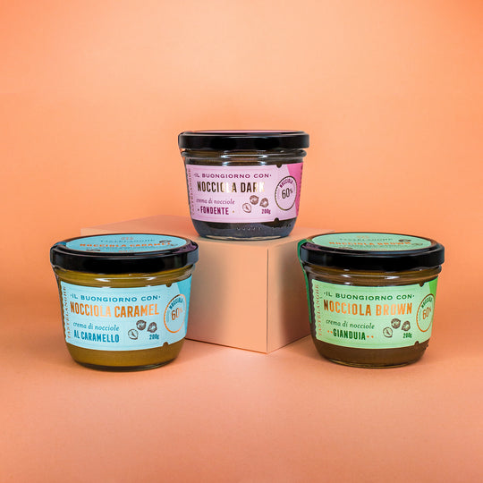 3 vasi di Crema di Nocciole Piemonte IGP delle Langhe (200g) - Tastëlanghe Azienda Agricola