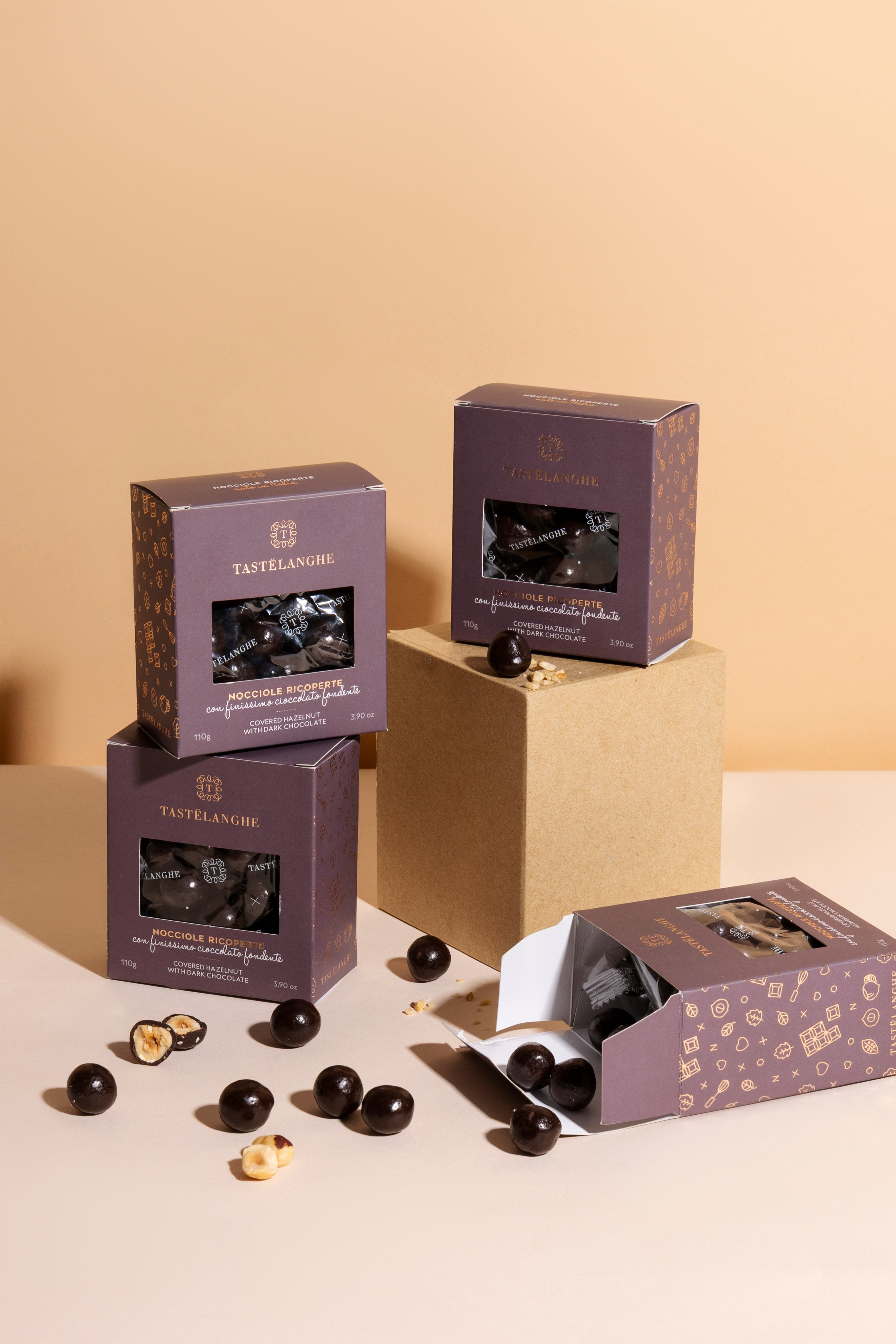 4 confezioni di Nocciola Piemonte IGP "Tostata" ricoperta di cioccolato - Gusti assortiti - Tastëlanghe Azienda Agricola