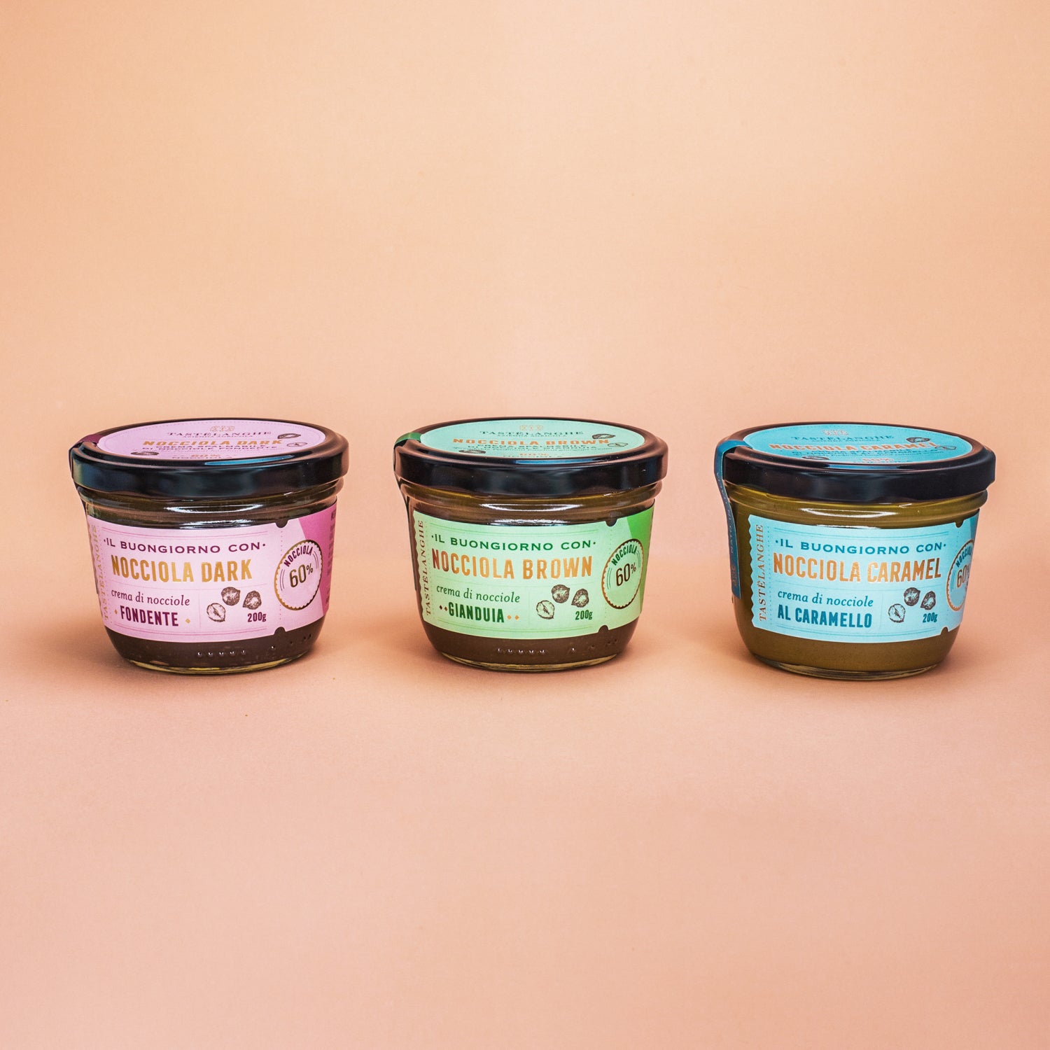3 jars of Piedmont Hazelnut Cream PGI from the Langhe (200g)